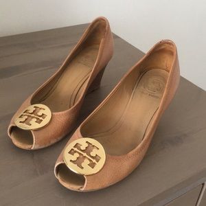 Tory Burch Peep Toe Wedges